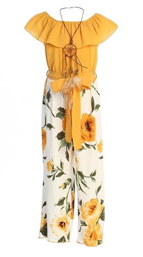 Image of iGirlDress Girls Wide Leg Off Shoulder Elegant High Waist Rompers Palazzo Pants Trousers Jumpsuits USA 4-14