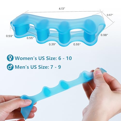 Promifun Gel Toe Separators for Toe Alignment - 4 Pack Aloe Vera Extract Infused Silicone Toe Spacers for Bunions - Toe Spreaders for Straightening Overlapping Toes - Big Toe Corrector for Women & Men