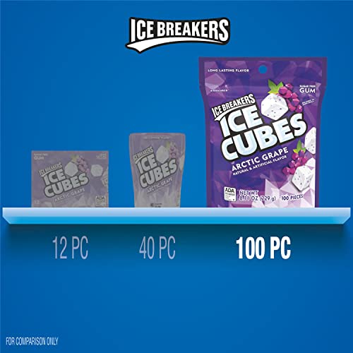 image for ICE BREAKERS Ice Cubes Arctic Grape Flavored Sugar Free Chewing Gum Po