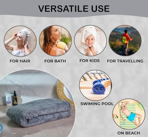 Image of Dribble Coral Fleece 450 GSM Bath Towel 70x140 cm | Ultra Soft, Quick Dry, Highly Absorbent | Lightweight & Skin-Friendly Towel for Bathroom, Gym & Travel, (Brown /Grey, Pack of 2)