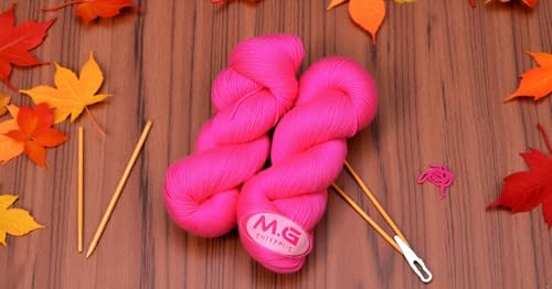 Image of M.G ENTERPRISE Brilon Light Magenta (400 gm) Wool Hank Hand Knitting Wool /Art Craft Soft Fingering Crochet Hook Yarn, Needle Knitting Yarn Thread dye OD