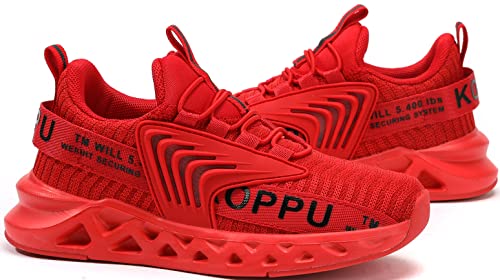 Koppu Boys Girls Shoes Non-Slip Tennis Shoes Fashion Lightweight Breathable Kids Sneakers For Little Kids/Big Kids（Red 11） #TOP7