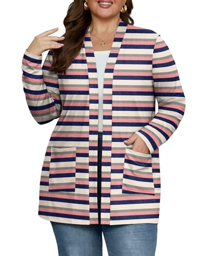Image of OLRIK Plus Size Cardigan for Women 2026 Lightweight Open Front with Pockets