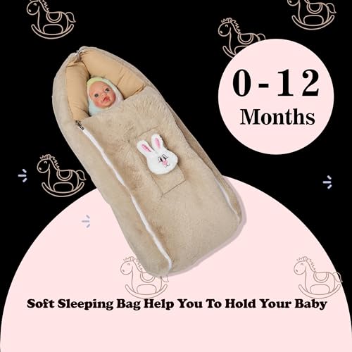 Image of VOIDROP Velvet Camel Baby Carry Bed Infant Lounger Sleeping Bag 2 in 1 for New Born Babies (0-12 Months) Baby Fur Material Portable Travelling Bed for Baby in Large Size (Lx40 Bx37 HX10)