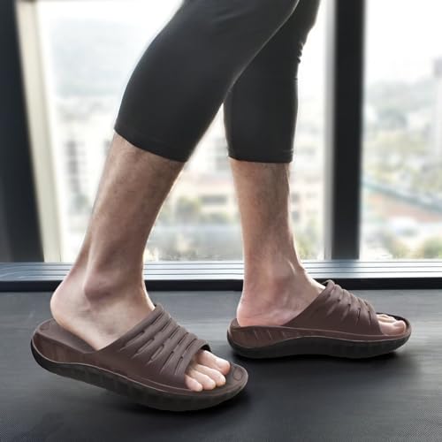 Image of KuaiLu Mens Recovery Sandals Orthotic Arch Support Open Toe Sport Slides Thick Cushion Orthopedic Plantar Fasciitis Slip On Wide Width Summer Pool Beach Waterproof
