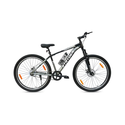 Image of Stryder 29T Krueger Mountain Cycle for Men & Women with Front Suspension and Dual Disc Brake | Single Speed Cycle - Ideal for 12+ Years (Frame: 18 Inches) (Black::Gray)