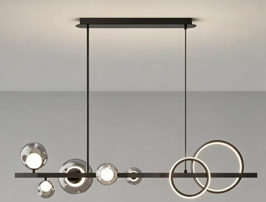 GEADI Modern Kitchen Island Chandelier, Black Sputnik Linear Pendant Light