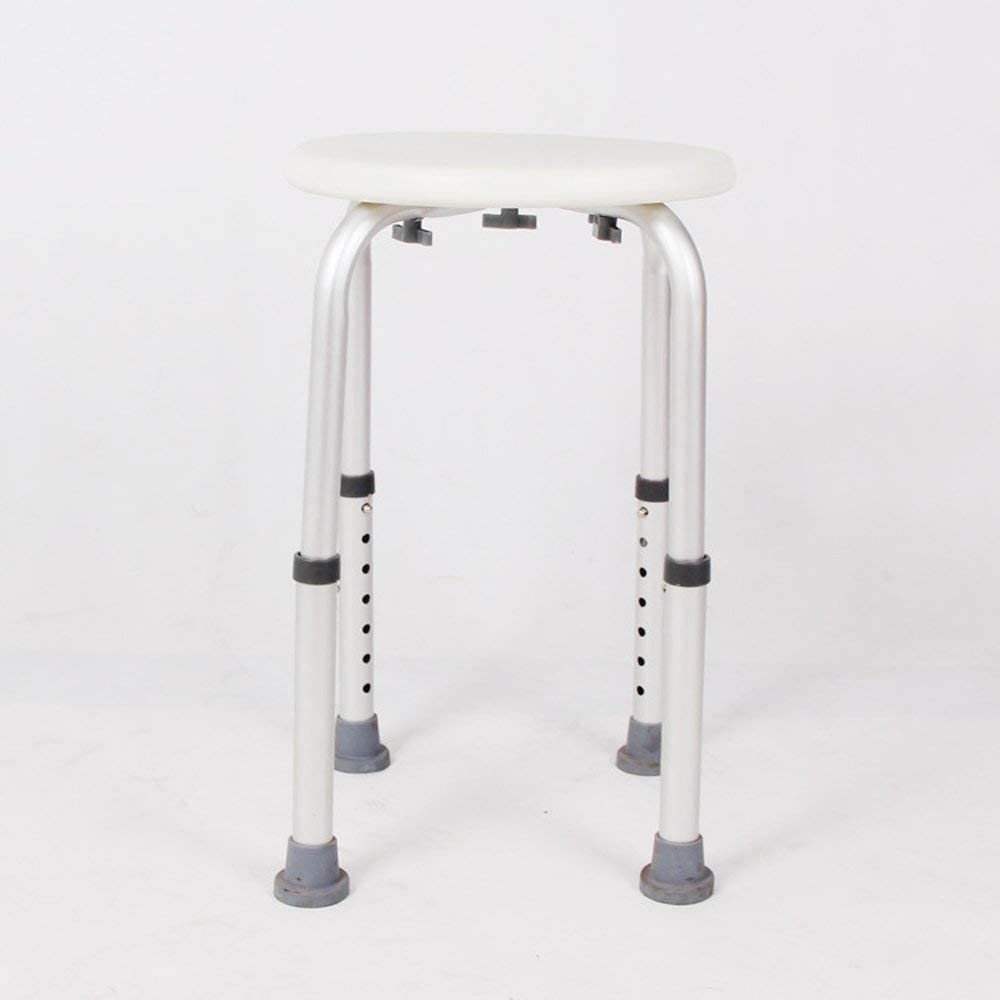 Silla De Baño Ligera, Ajustable En Altura, Redonda, Antideslizante, para Personas Mayores.(Blanco-41X34Cm)
