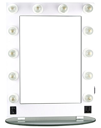HIKER Lighted Vanity Mirror in White Glossy, Dimmer-HKL4301PCWH