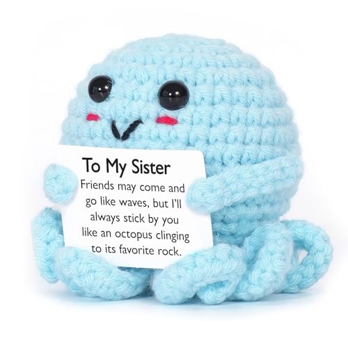 RovyFota Handmade Crochet Octopus with Positive Card – Cute Encouragement