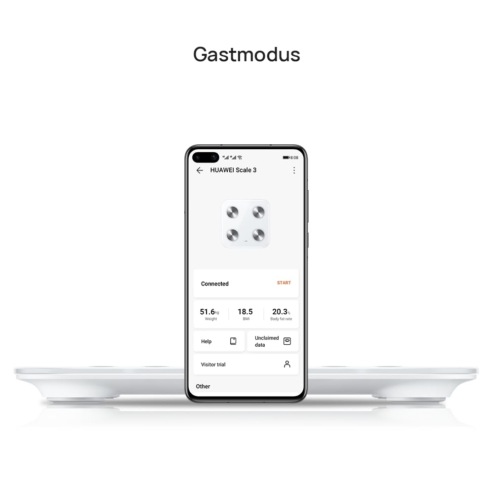 HUAWEI Scale 3, BMI grasso intelligente, connessione Wi-Fi e Bluetooth, 11 dati del corpo, supporto più utenti, TruFit, analisi della composizione corporea, bianco elegante
