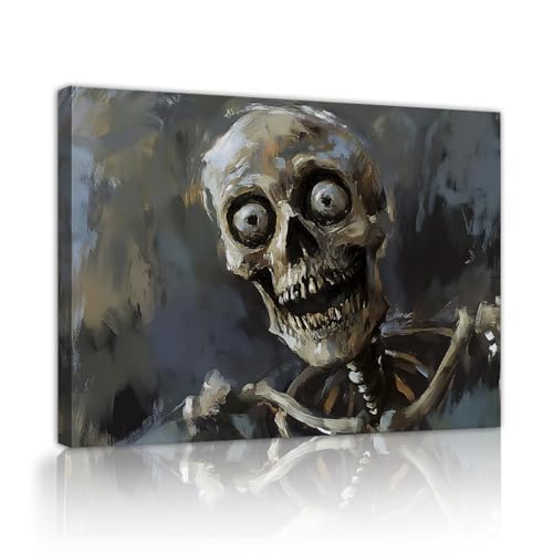 Toile de crâne Halloween CHERHERART déco murale sombre pour pub et salon gothique