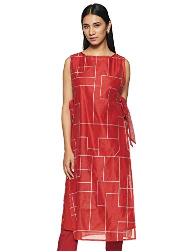 Image of Amazon Brand - Myx Women's Regular Fit Kurta in Poly Chanderi