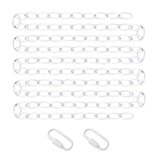 Image of 4mm Diameter 10 Ft Long Hanging Chain Lighting Fixture Chain with Connection Link Lock (White), AM-TH-CHAIN10FT4MM