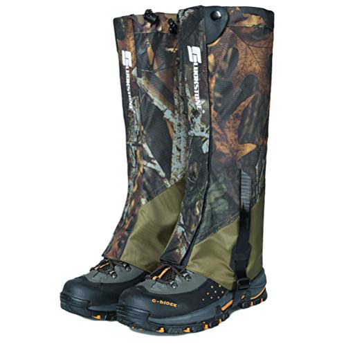 Yeglg Polainas de pierna impermeables para hombres, polainas para botas de nieve antidesgarros, tela de nailon 900D, transpirables, para senderismo, caza, escalada (camuflaje y verde militar)