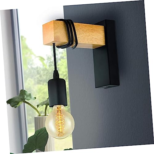 Aplique de pared de madera e hierro antióxido vintage para iluminación de salones 6