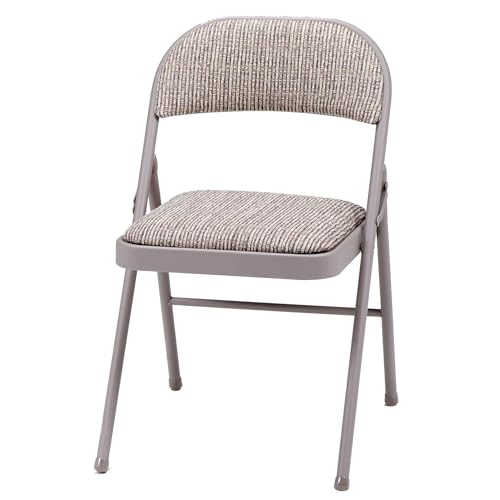 MECO 4 Pack Padded Folding Chairs, Cushioned Metal Fabric Foldable Chair, Chicory Lace