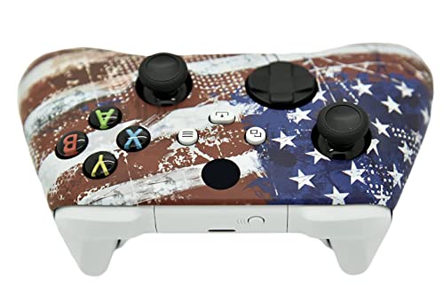 Image of Hand Airbrushed Fade Custom Controller Compatible with Xbox Series X /S & Xbox One (Series X /S U.S Flag /White)