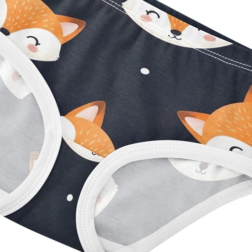 Cotton Girls Underwear Toddlers Cute Cartoon Fox Navy Blue Panties for Girl Animals Briefs Kids Undies 2t4