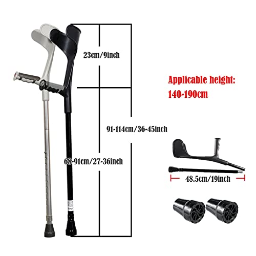 Muletas ergonómicas para antebrazo, muletas de aluminio con mangos de goma, bastón ajustable para personas mayores, discapacitadas y discapacitadas