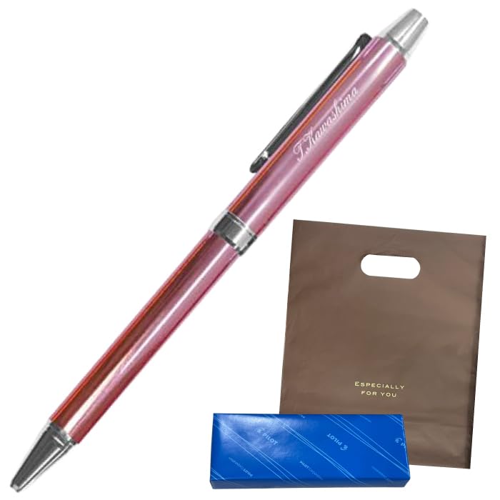 【Super Fast Customization】 Ballpoint Pen Mechanical Pencil Gift with Wrapping and Hand Delivery Bag Multi-functional Pilot Two Plus One Revolt BTHE-1SR (Body Color 02: Pink, Font: Cursive, Roman : Off