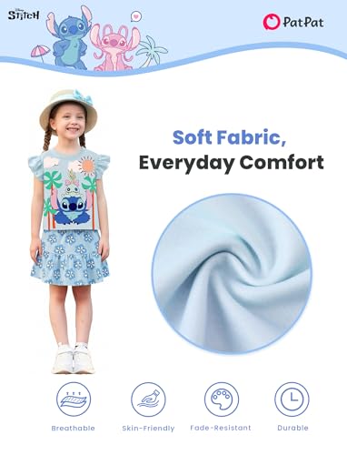 Image of Disney Frozen Elsa Minnie Mouse Stitch Princess Girls' Skirt Sets Ruffle Short Sleeve Clothes 2pcs Outfits Summer Dress 2-9Y