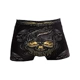 Herren Schwarz Totenkopf Boxershorts Unterwäsche Weiche Unterhosen Stretch Atmungsaktiv, Black Skull617, L