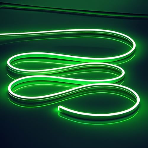 Image of Green LED Neon Strip Lights 16.4FT Flexible 12V Rope Light