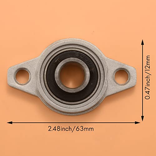 Lobamop 4Pcs KFL001 12Mm Selbstausrichtendes Stehlager mit Zinklegierung Flanschlager Rhombisches LagergehäUse
