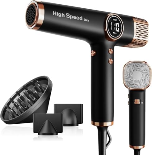 Secado Pelo Profesional 110000RPM Iónico 200M Silencioso Negro Az...