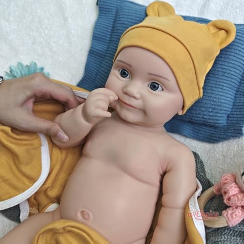 50 cm lebensechte Reborn-Babypuppe Mädchen aus Silikon mit offenem Mund – realistische Neugeborenenpuppe mit offenen Augen – Bild 7