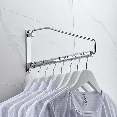 Newrain Laundry Hanger, Wall Mounted Clothes Hanger With Swing Arm Holder Brass Hanging Drying Rack Space Saver,Chrome #TOP1