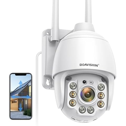 BOAVISION Security Cameras Wireless Outdoor,Home Security Surveillance Camera System,360° View WiFi Pan Tilt,5MP Floodlight Color Night Vision,Motion Detection Tracking,2 Way Talk,SD Card Storage Cover