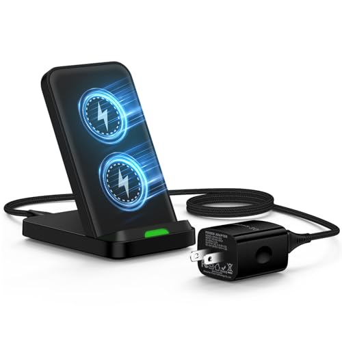 Android Wireless Charger Stand Fast Charging for Google Pixel 9a 9 Pro XL, 8a/7a, 8/7/6 Pro, 15W Wireless Phone Charger Stand Charging Station for Samsung Galaxy S25 Ultra S25+ S24 S23 S22 S21 S20 S10
