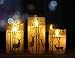 GenSwin Glass Flameless Candles with Elk Decor and Remote Timers, Battery Operated Moving Wick Led Flickering Light, Set of 3 Real Wax Pillar Candles for Christmas Home Decoration