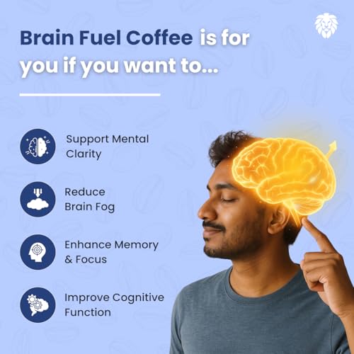 Image of Healeo Brain Fuel Coffee 75g - Herbal Brain Enhancer with L-Tyrosine, L-Theanine, Bacopa, Ginkgo Biloba, B6 & B12 - Enhances Memory, Focus, Clarity - 100% Arabica Medium Roast - No Jitters