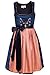 Edelnice Trachtenmode Bayerisches Damen Designer Mini Dirndl Josepha Kleid 2-teilig + Schürze Gr. US2-, 38 Königsblau