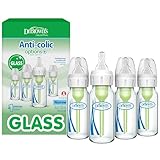Dr. Brown's Anti-Colic Options+ Narrow Glass Baby Bottle with Level 1 Slow Flow Nipple, BPA-Free, 4 oz/120mL, 4-Pack