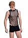 WDIRARA Men's Fishnet Mesh Mock Neck Tank Tops Sleeveless Tee Tops Bodysuit Black S