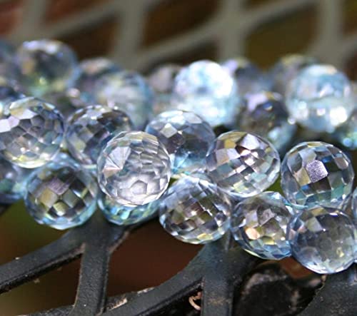 LKBEADS Mistyczny niebieski kwarc fasetowane brioletki cebulowe, zestaw 2 niebieskich półszlachetnych kamieni 7-8 mm