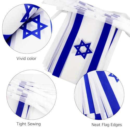 Image of Israel Flags Israeli String Flag Banners for Patriotic Events Independence Day Sports Bars Inside Outside Decorations 33 Feet 30 Flags