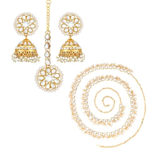 Image of Peora Kundan Faux Pearl Traditional Jewellery Set Gift for Women