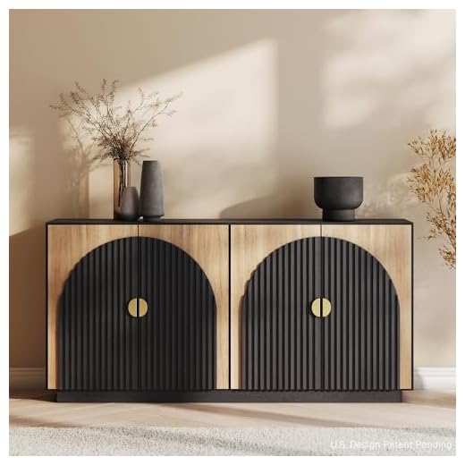 Elegant 65 Inch Fluted Buffet Cabinet