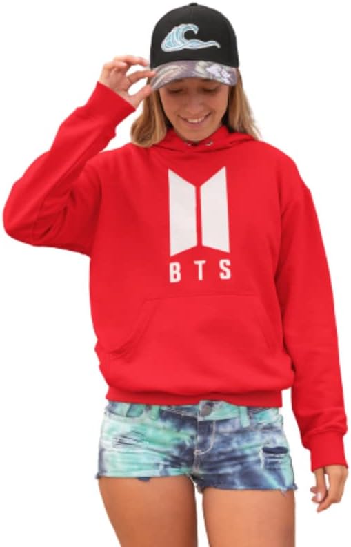BTS Bangtan Hoodies for Women | Jungkook Red Western Hoodie for Girls | BTS Red Hoodie Best Gift for Girlfriend