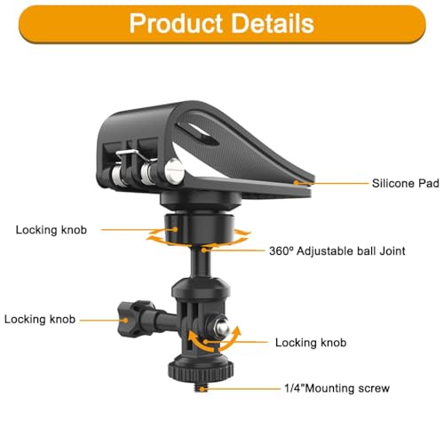 Image of Car Sun Visor Mount for Action Cameras & Smartphones - 360 Adjustable Clip Holder with Ball Head | Compatible with Hero 13 /12 /11, Osmo Action 3 /4 /5 Pro /6, Insta360 X4 /X5 /Ace /Ace Pro