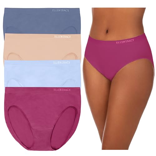 ELLEN TRACY Women’s High Cut Brief Panties Breathable Seamless Underwear