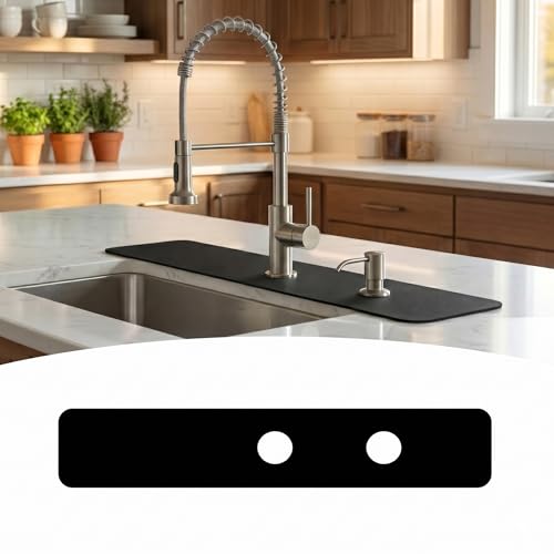 Absorbent Kitchen Sink Faucet Mat for 2-Hole 8 On-Center Faucets 30x5.5