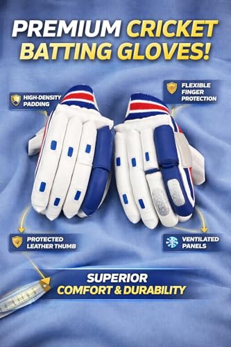 Image of Player Edition Cricket Gloves | Batting Gloves for Mens (Blue-White, Left)