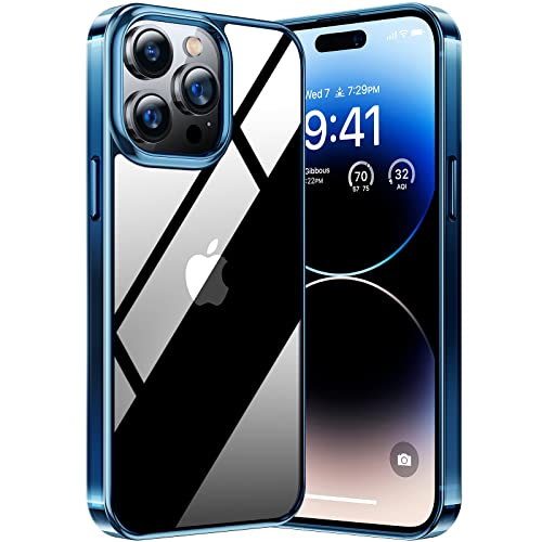 TORRAS Diamond Clear Designed for iPhone 14 Pro Case, [10FT Military Grade Drop Tested] [Non-Yellowing] Shockproof Protective Clear Hard Back Slim Case for iPhone 14 Pro, 6.1 inch 2022 Navy Blue