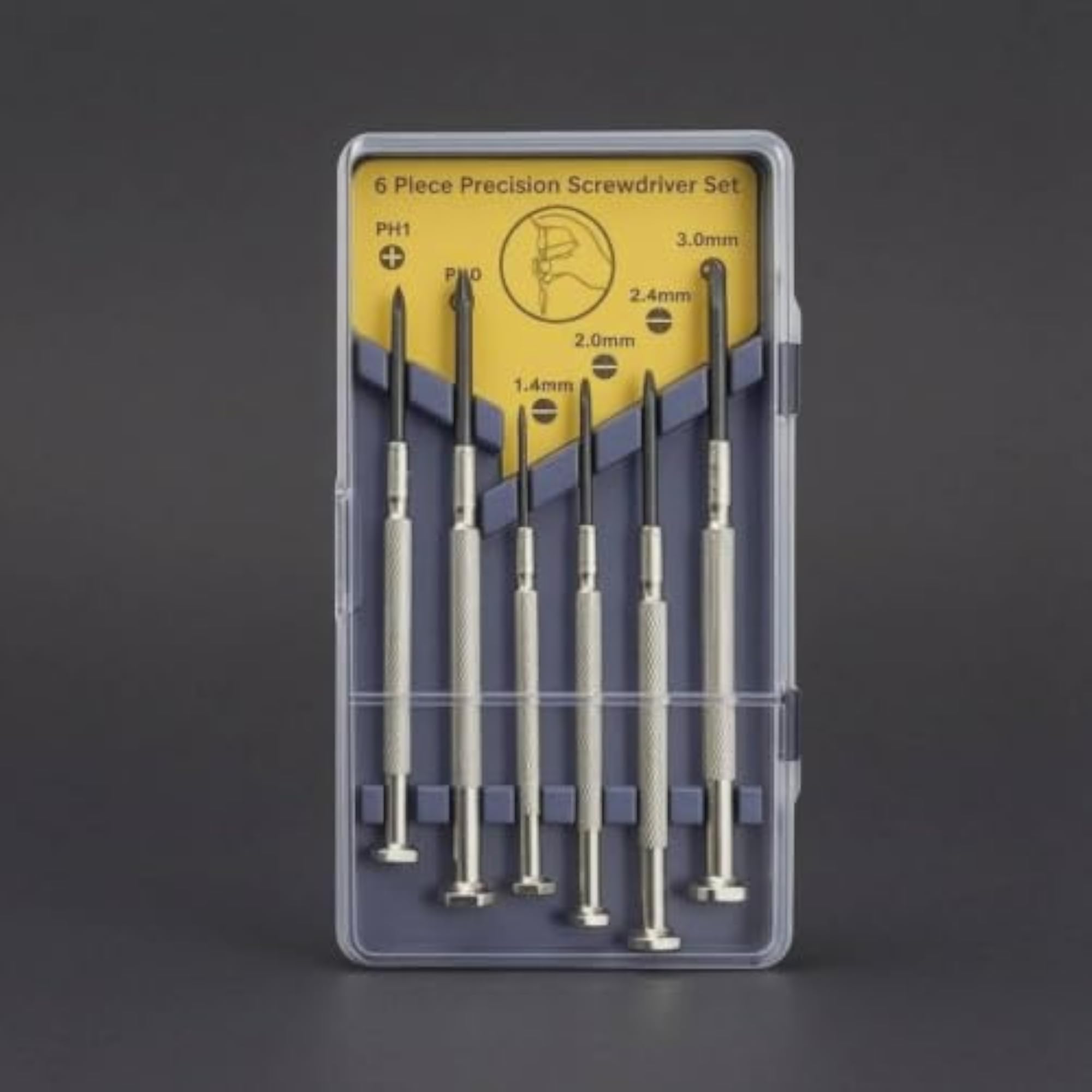 6 Pieces Knurled Watch Repair Screwdriver Set with Rotating End Caps